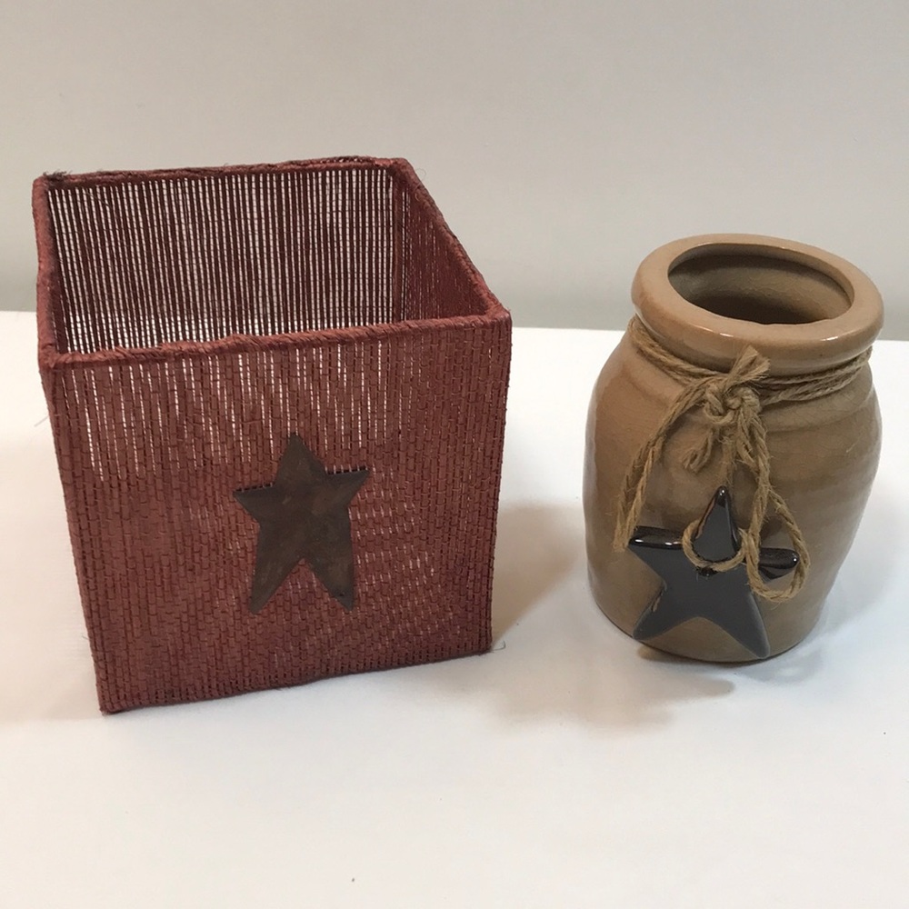 Star Basket and Pottery Jar with Star!  Organizing Accents!